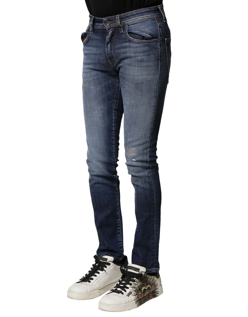 Jean en coton délavé bleu, coupe slim, pour homme, Dolce &amp; Gabbana