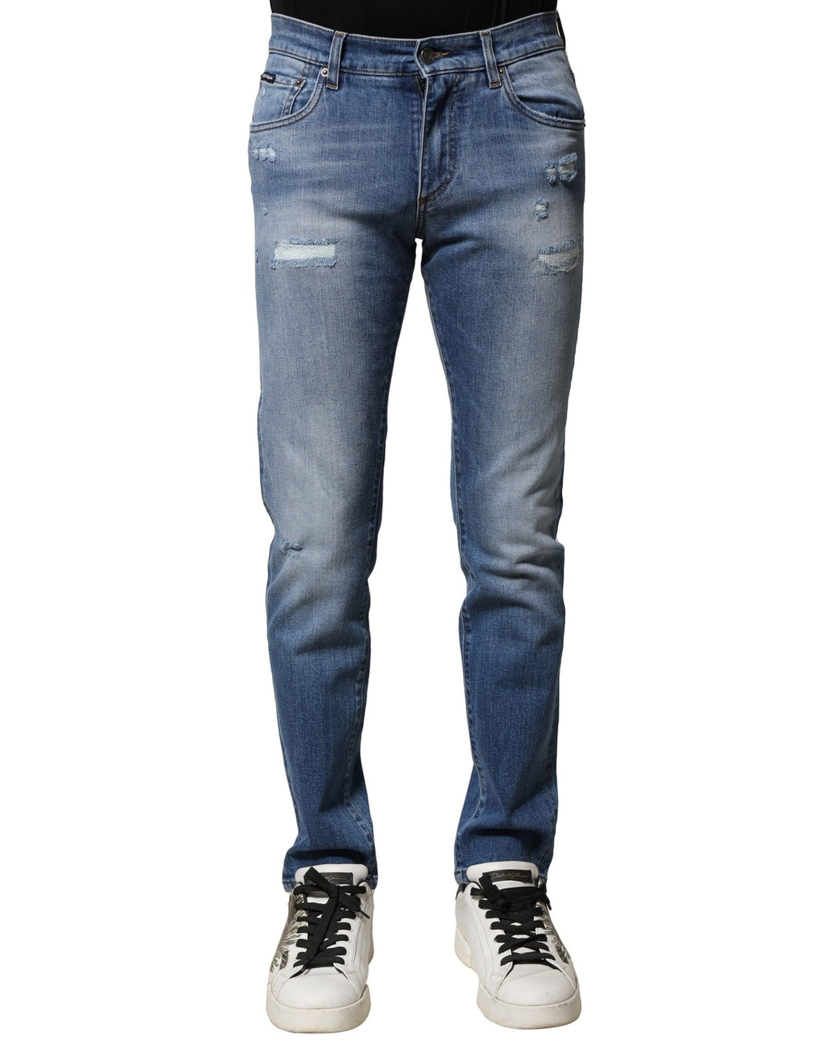 Jean skinny en coton délavé bleu Dolce &amp; Gabbana pour homme