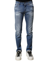 Jean skinny en coton délavé bleu Dolce &amp; Gabbana pour homme