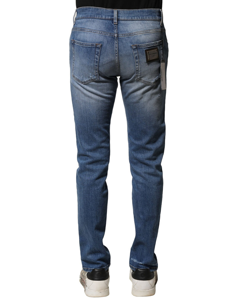 Jean skinny en coton délavé bleu Dolce &amp; Gabbana pour homme