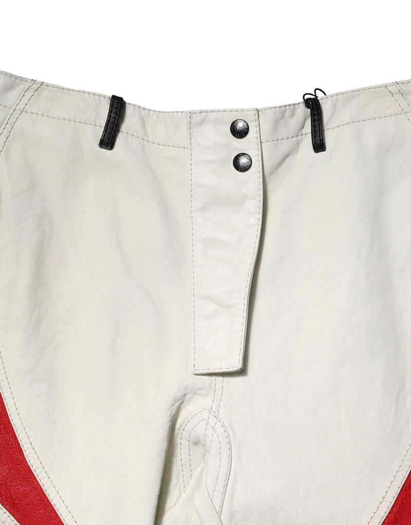 Pantalon homme Dolce &amp; Gabbana en cuir d'agneau multicolore, coupe fuselée