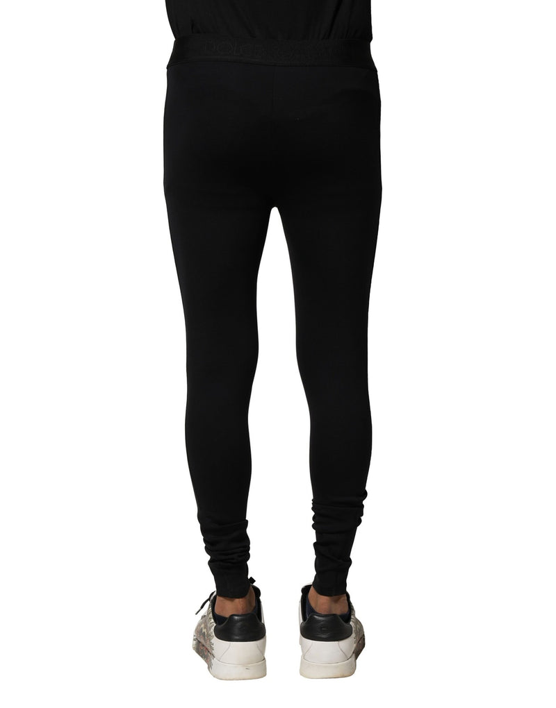 Leggings pantalons pour homme en nylon noir élastique avec logo Dolce &amp; Gabbana