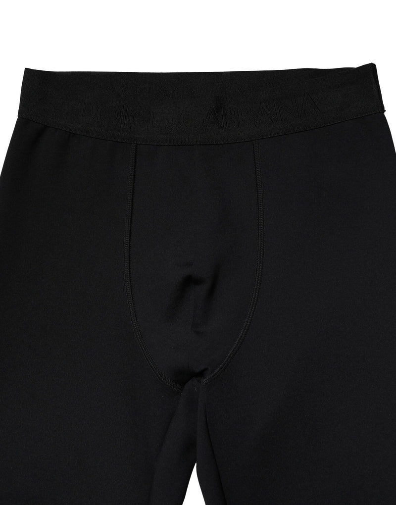 Leggings pantalons pour homme en nylon noir élastique avec logo Dolce &amp; Gabbana