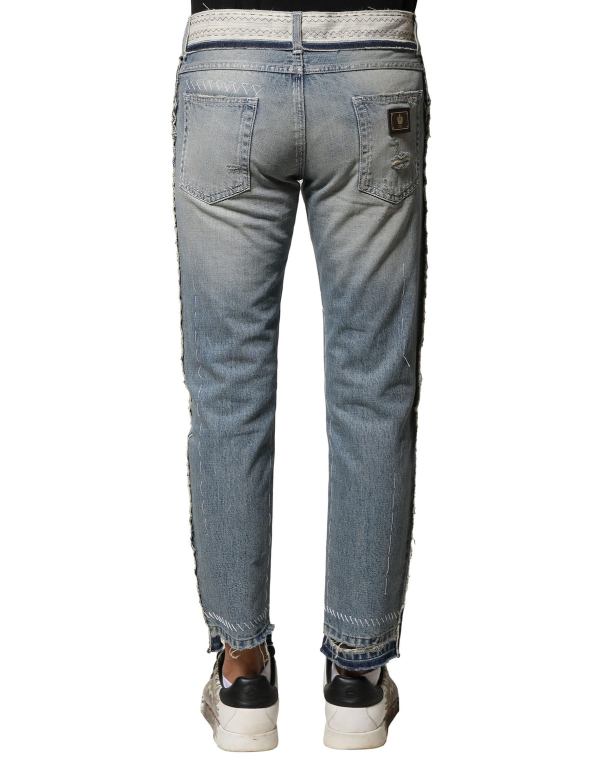 Jeans en jean droit pour homme, bleu clair et délavé, Dolce &amp; Gabbana