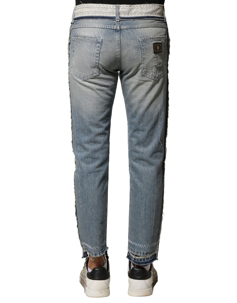 Jeans en jean droit pour homme, bleu clair et délavé, Dolce &amp; Gabbana