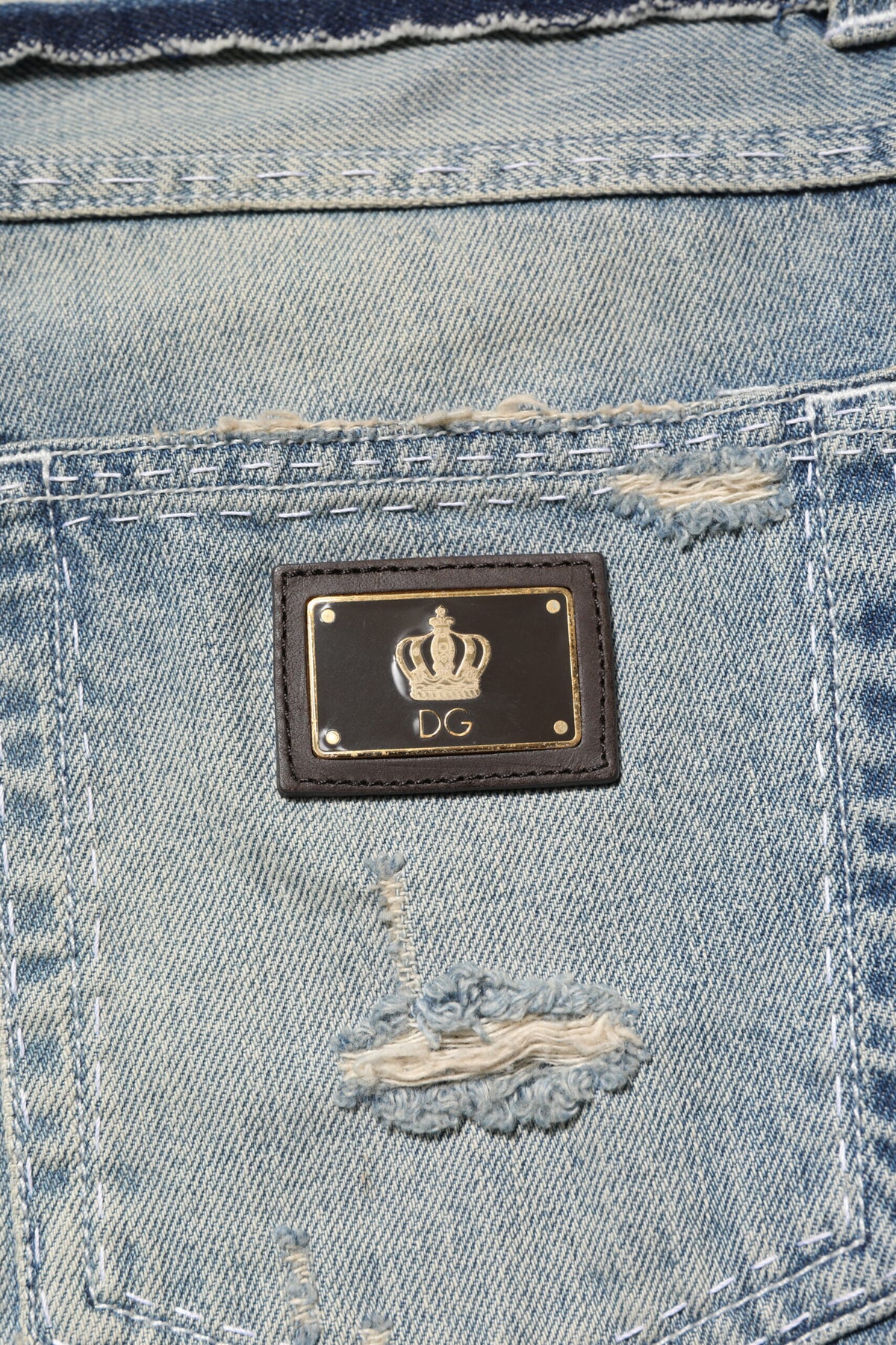 Jeans en jean droit pour homme, bleu clair et délavé, Dolce &amp; Gabbana