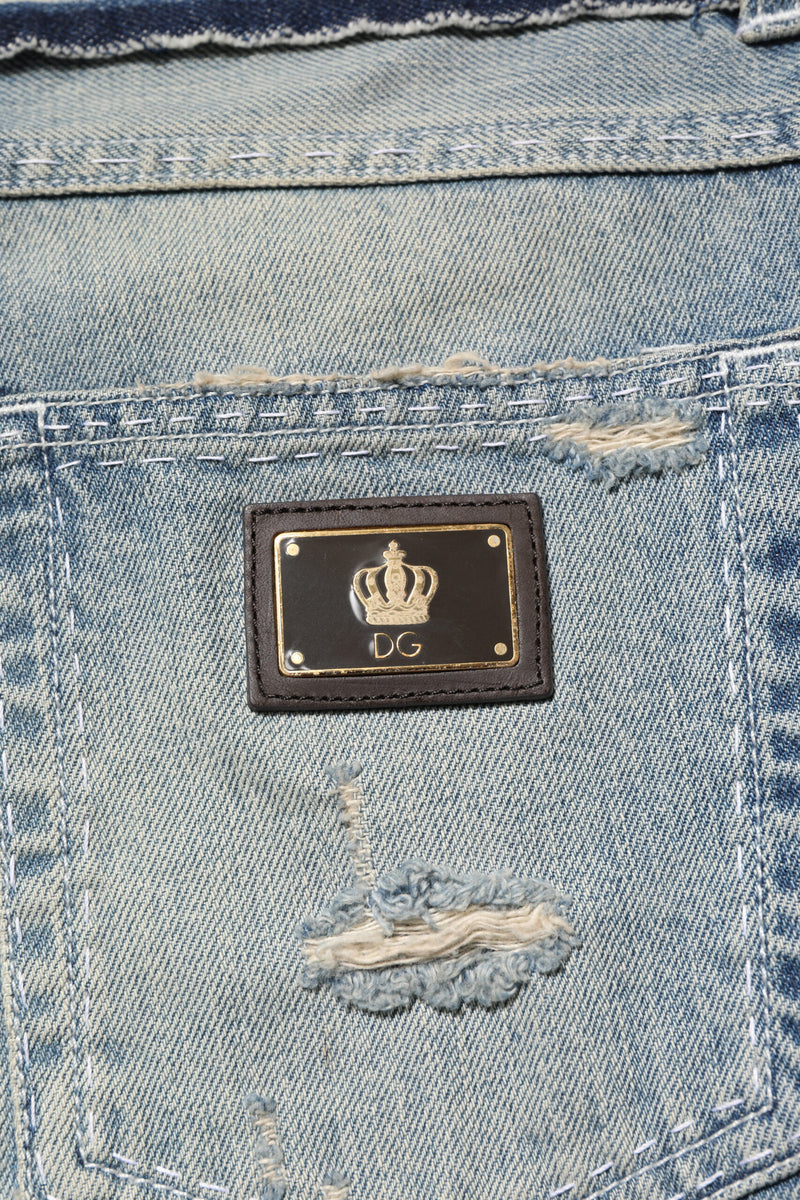 Jeans en jean droit pour homme, bleu clair et délavé, Dolce &amp; Gabbana