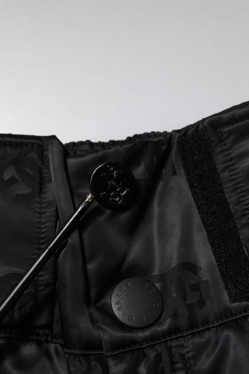 Pantalon droit en nylon noir avec logo DG de Dolce &amp; Gabbana