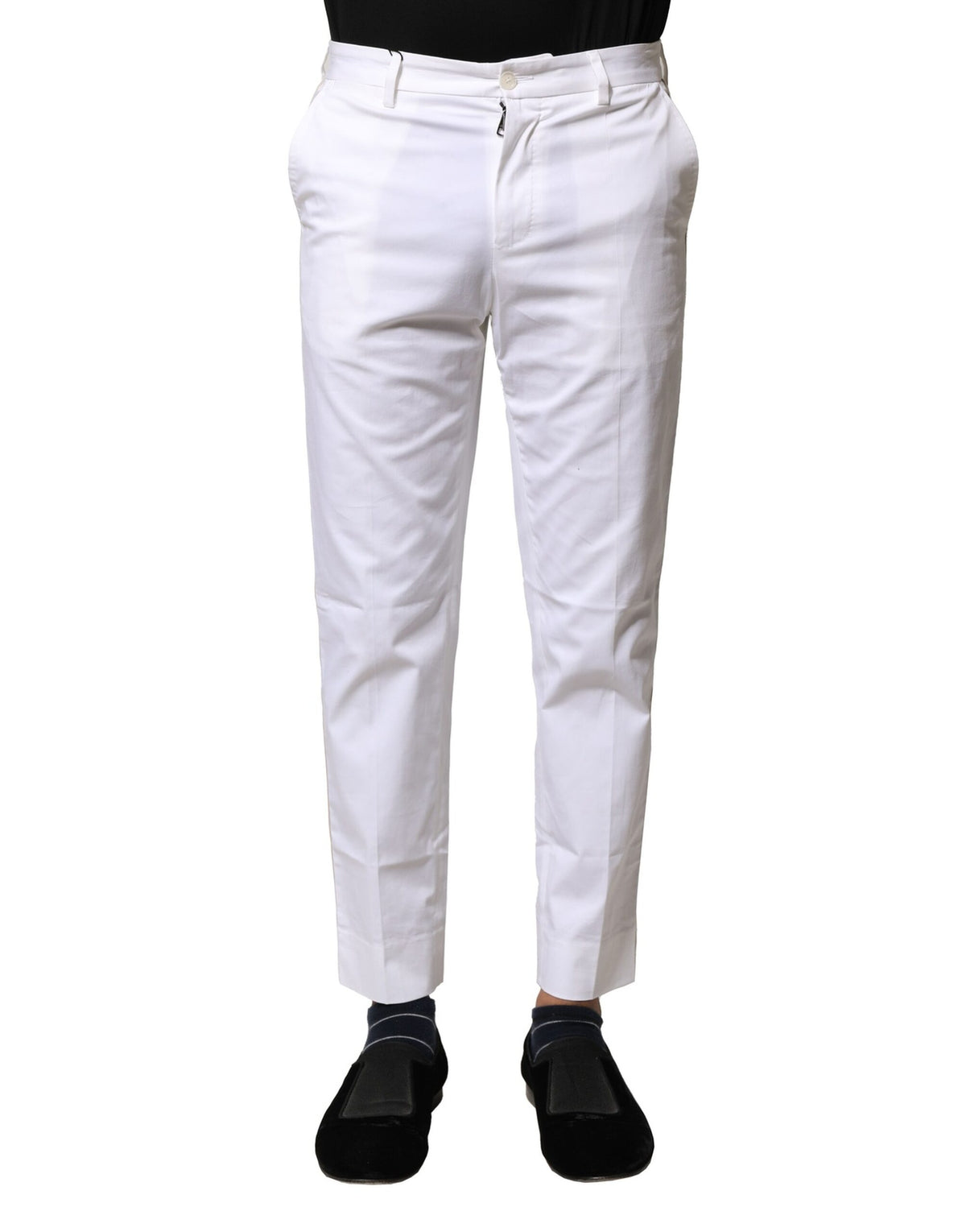 Pantalon homme droit en coton blanc avec logo Dolce &amp; Gabbana