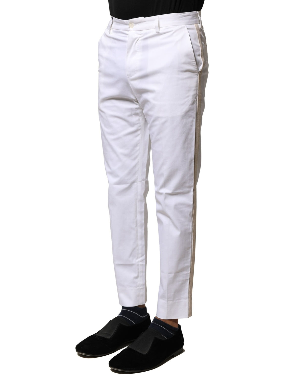 Pantalon homme droit en coton blanc avec logo Dolce &amp; Gabbana