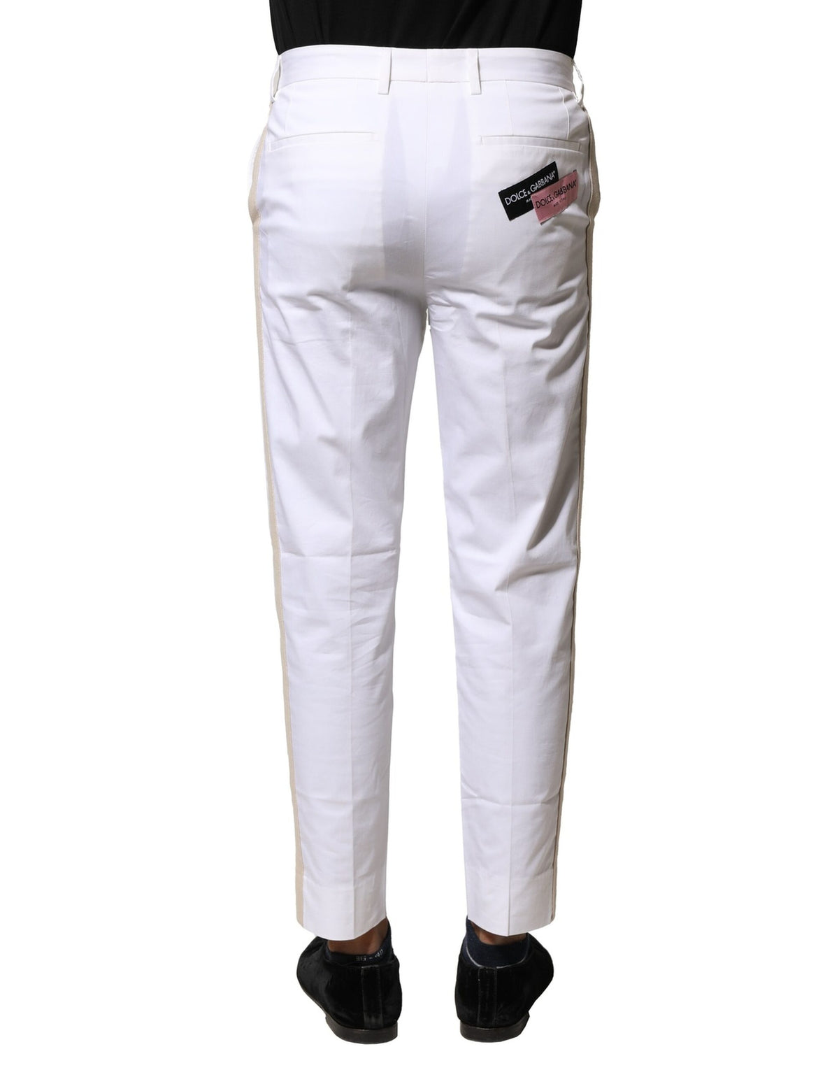 Pantalon homme droit en coton blanc avec logo Dolce &amp; Gabbana