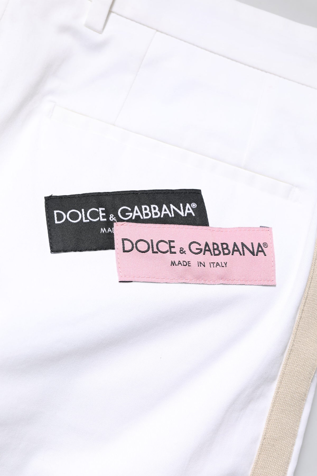 Pantalon homme droit en coton blanc avec logo Dolce &amp; Gabbana