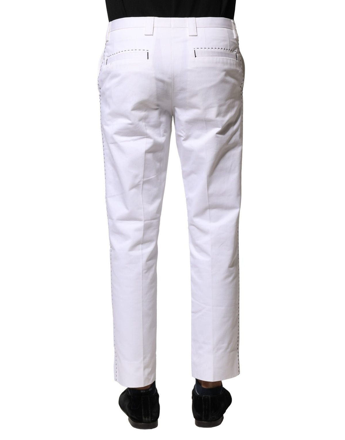 Pantalon homme droit en coton blanc avec logo Dolce &amp; Gabbana