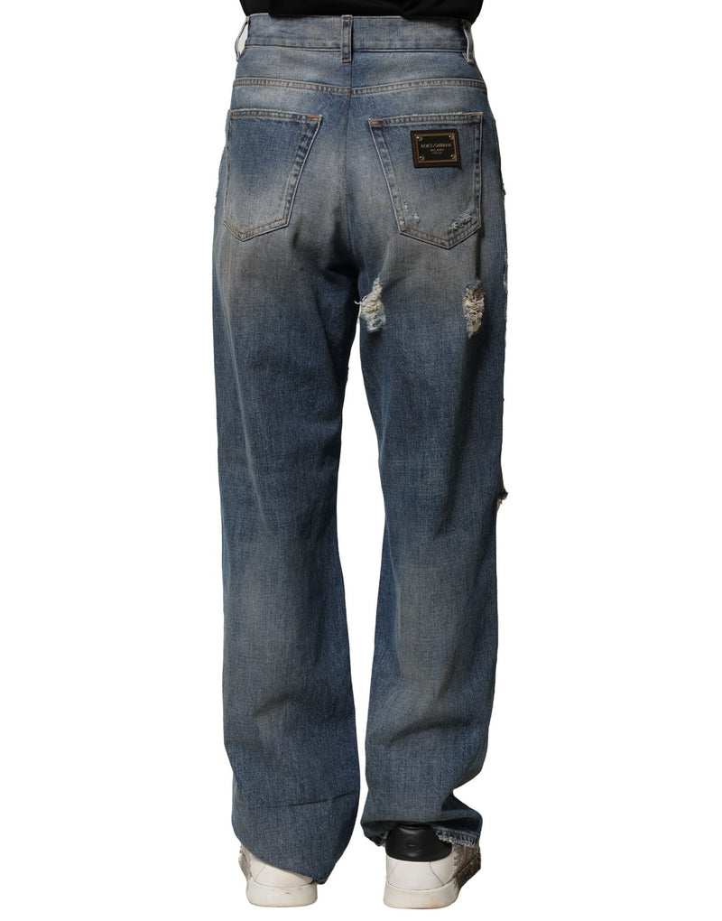 Jeans en jean délavé bleu en coton pour homme de Dolce &amp; Gabbana