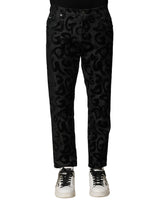 Jean droit en coton gris pour homme Dolce &amp; Gabbana avec logo DG.
