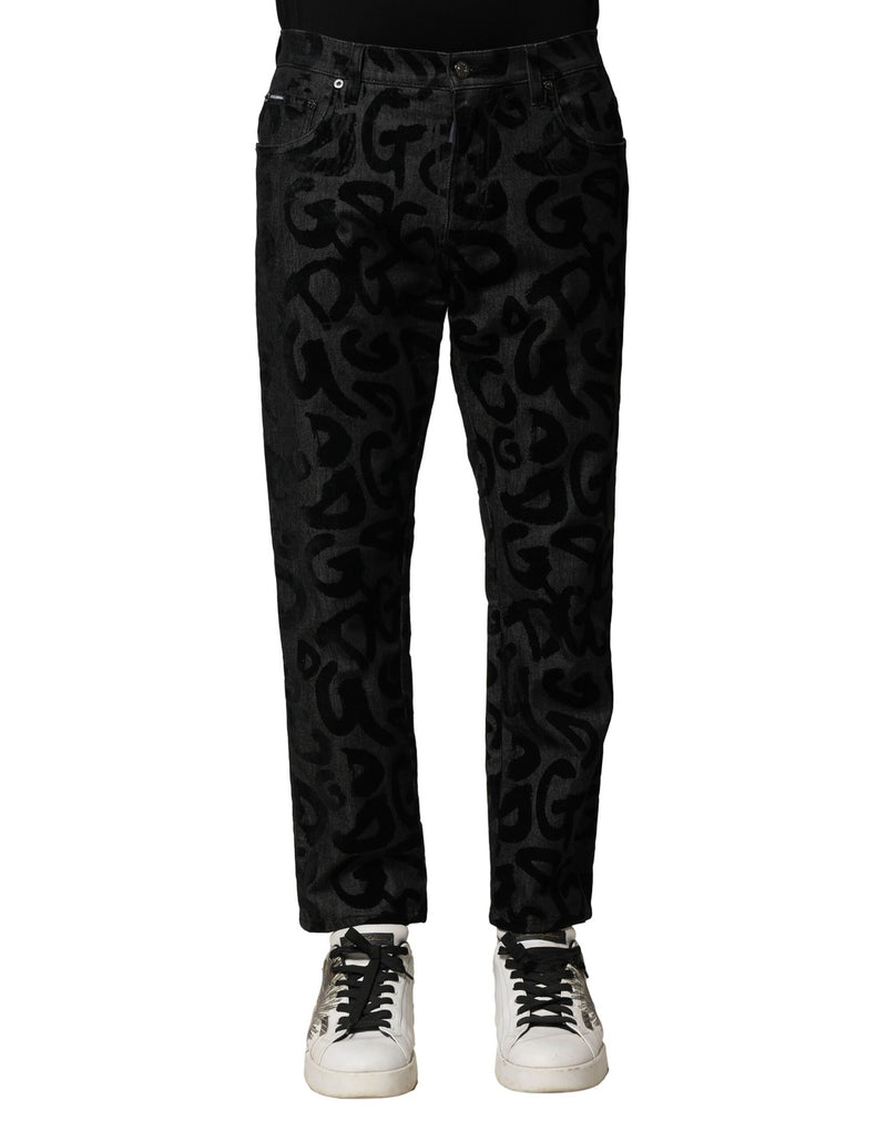 Dolce &amp; Gabbana grijze katoenen DG logo rechte herendinnybroek