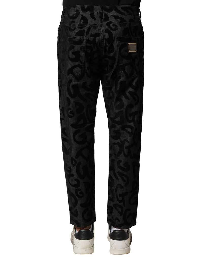Dolce &amp; Gabbana grijze katoenen DG logo rechte herendinnybroek