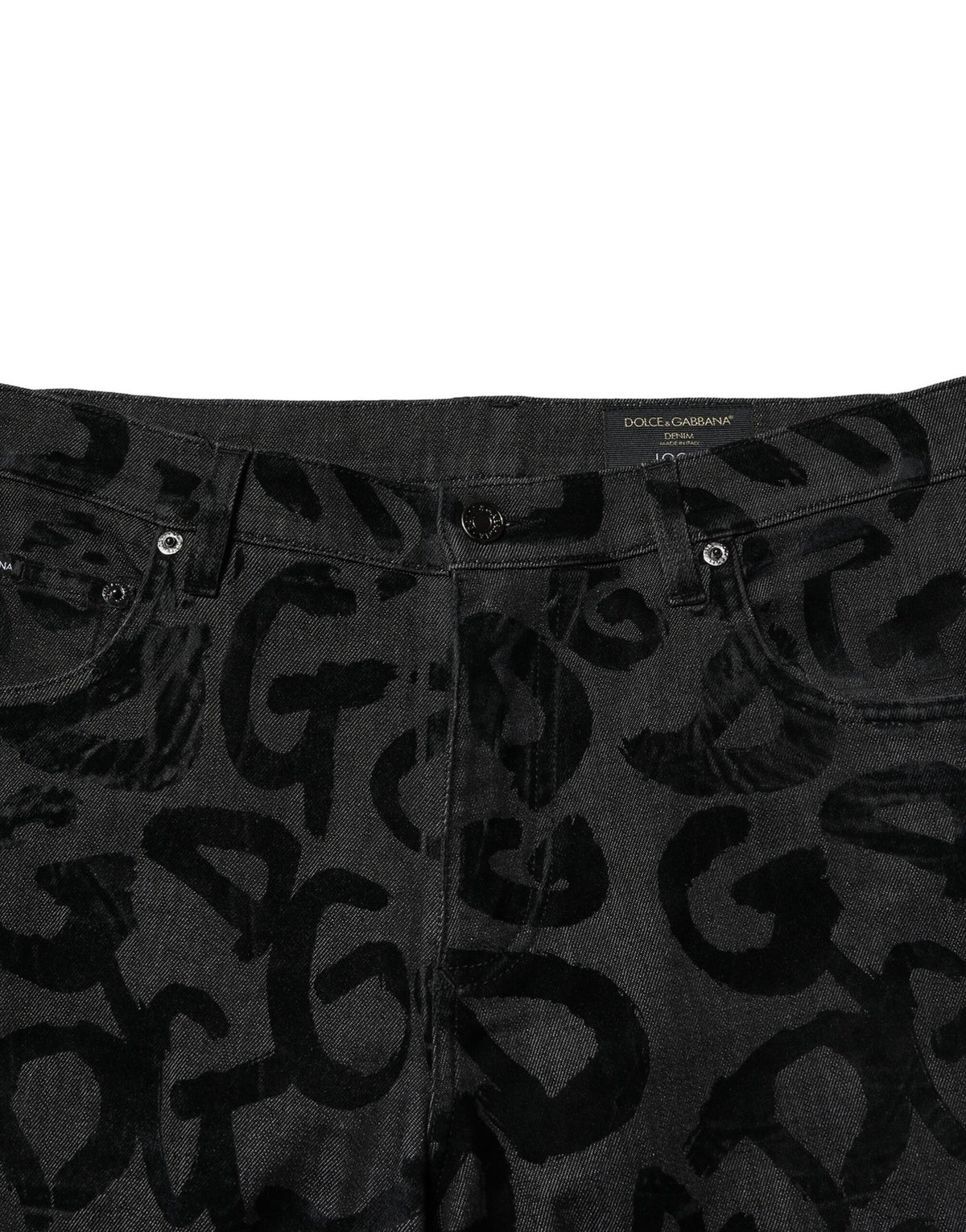 Jean droit en coton gris pour homme Dolce &amp; Gabbana avec logo DG.