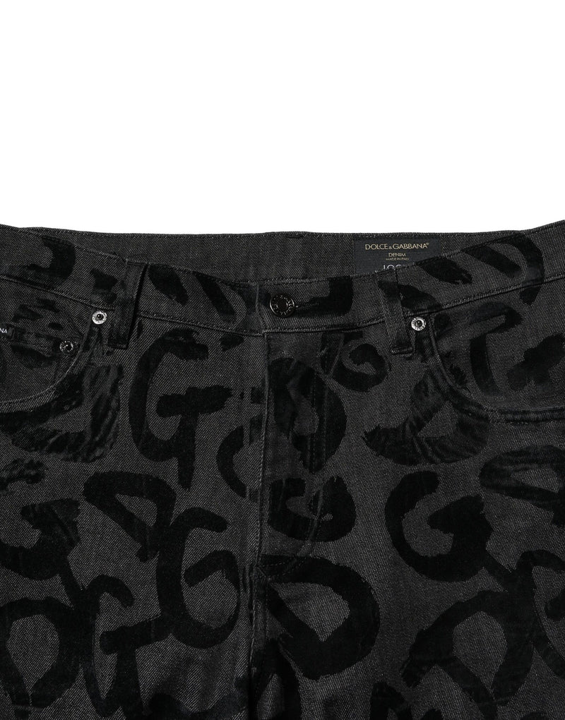 Dolce &amp; Gabbana grijze katoenen DG logo rechte herendinnybroek