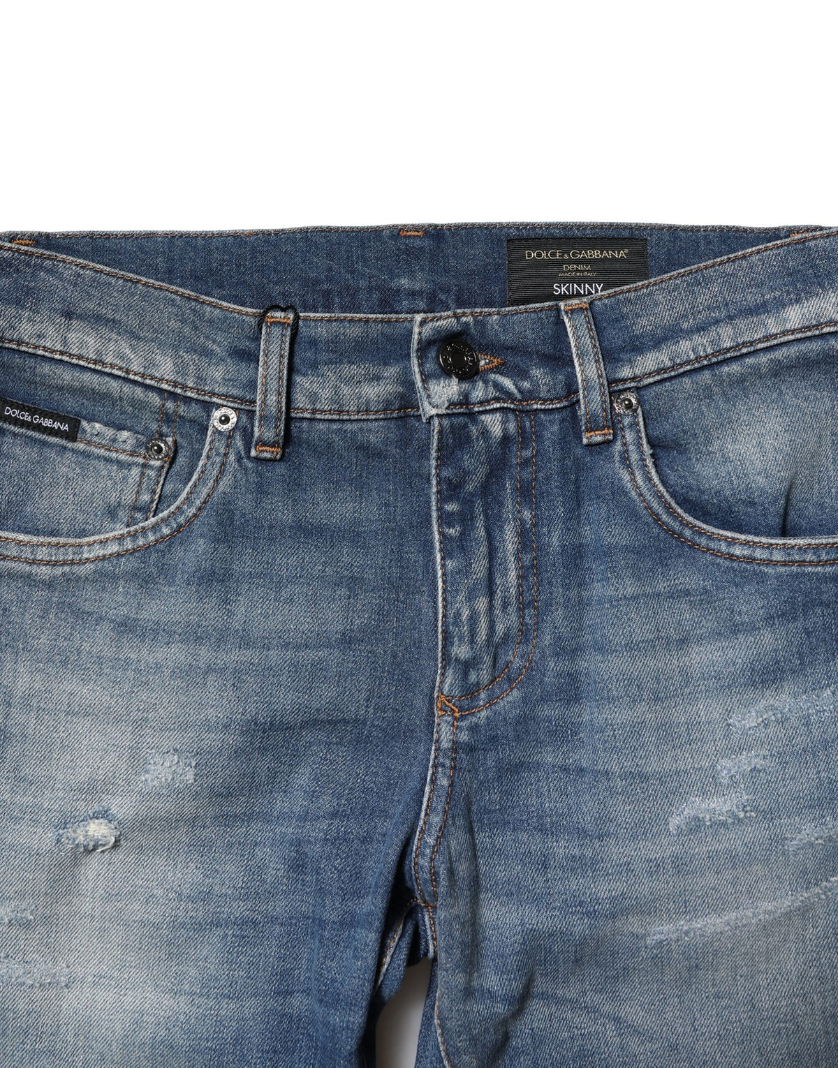 Jean en coton délavé bleu, coupe slim, pour homme, Dolce &amp; Gabbana