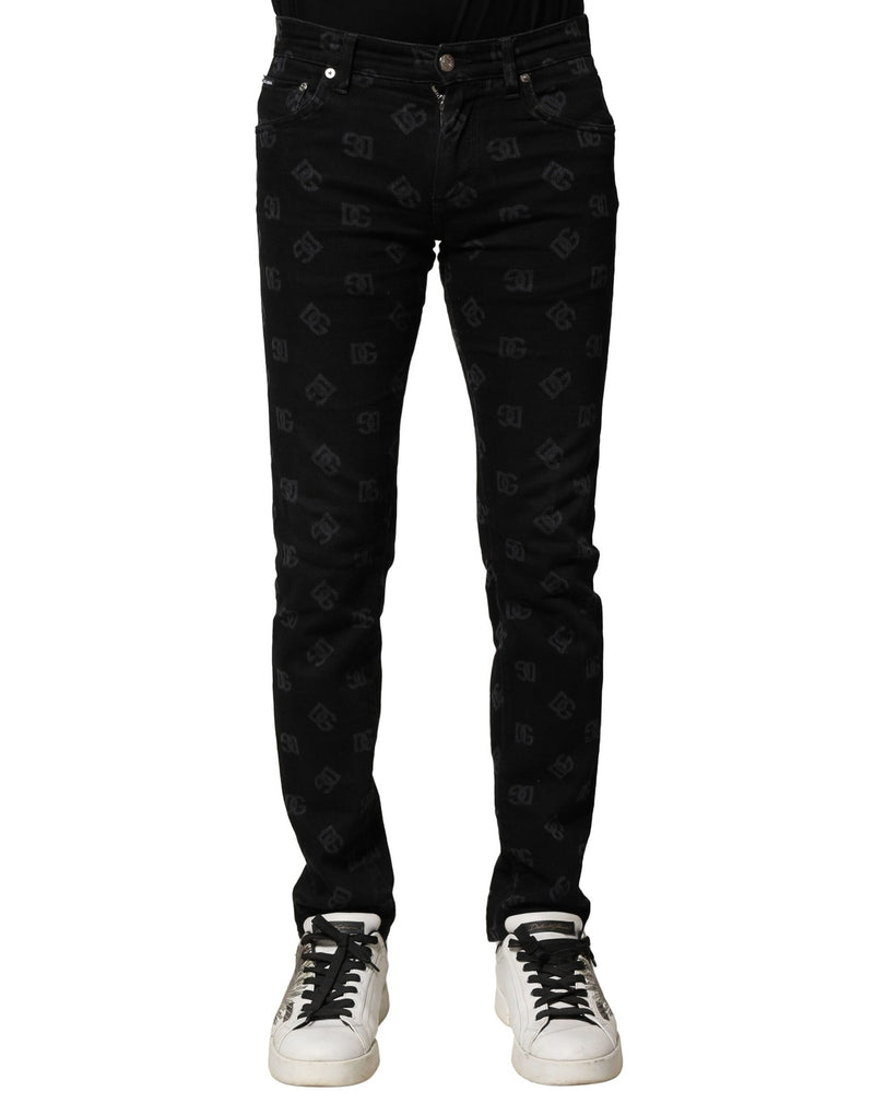 Jean slim en coton noir pour homme avec logo DG de Dolce &amp; Gabbana