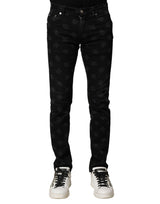 Jean slim en coton noir pour homme avec logo DG de Dolce &amp; Gabbana
