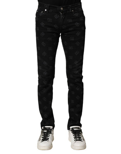 Jean slim en coton noir pour homme avec logo DG de Dolce &amp; Gabbana
