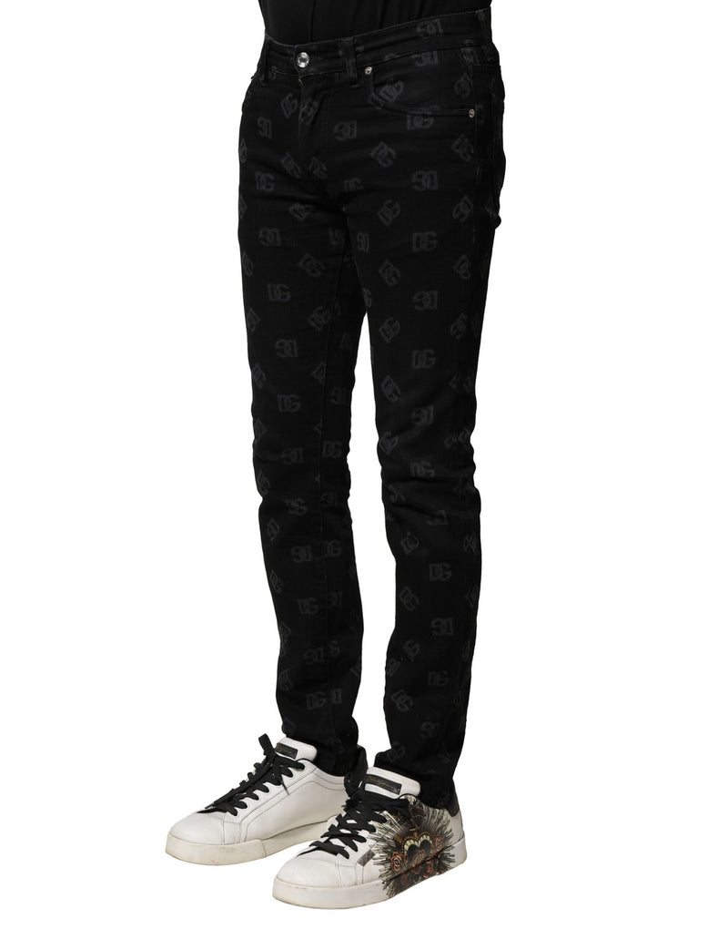Jean slim en coton noir pour homme avec logo DG de Dolce &amp; Gabbana