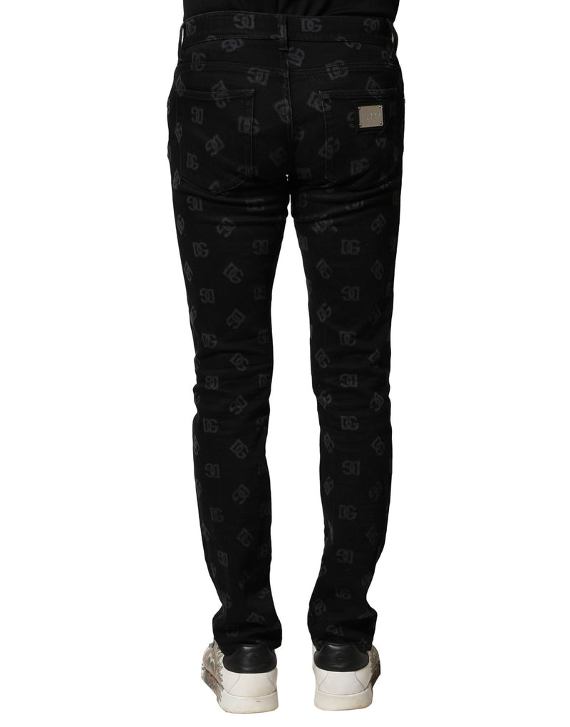 Jean slim en coton noir pour homme avec logo DG de Dolce &amp; Gabbana
