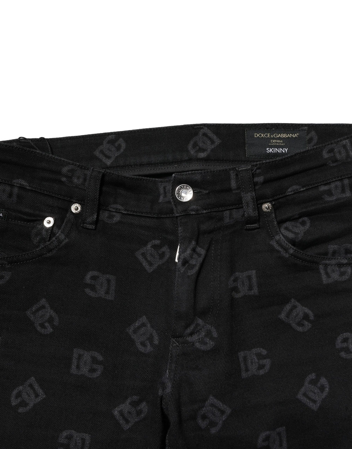 Jean slim en coton noir pour homme avec logo DG de Dolce &amp; Gabbana