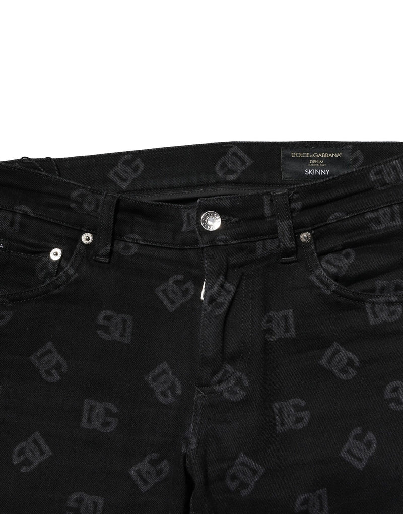 Jean slim en coton noir pour homme avec logo DG de Dolce &amp; Gabbana