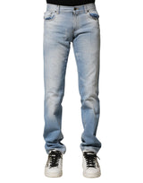 Jeans droit en jean délavé bleu clair Dolce &amp; Gabbana