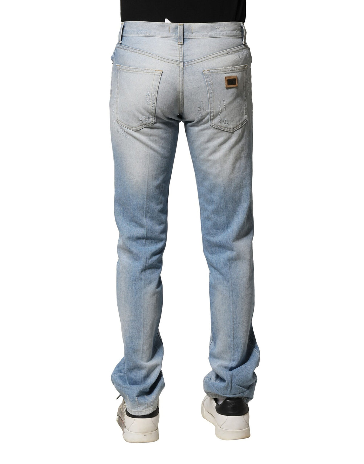 Jeans droit en jean délavé bleu clair Dolce &amp; Gabbana