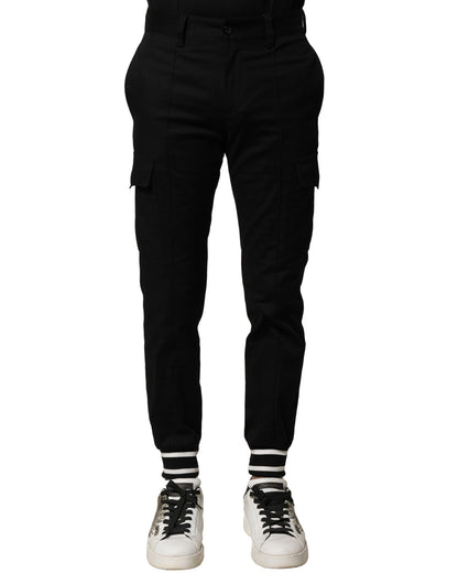 Pantalon cargo noir en coton Dolce &amp; Gabbana pour homme