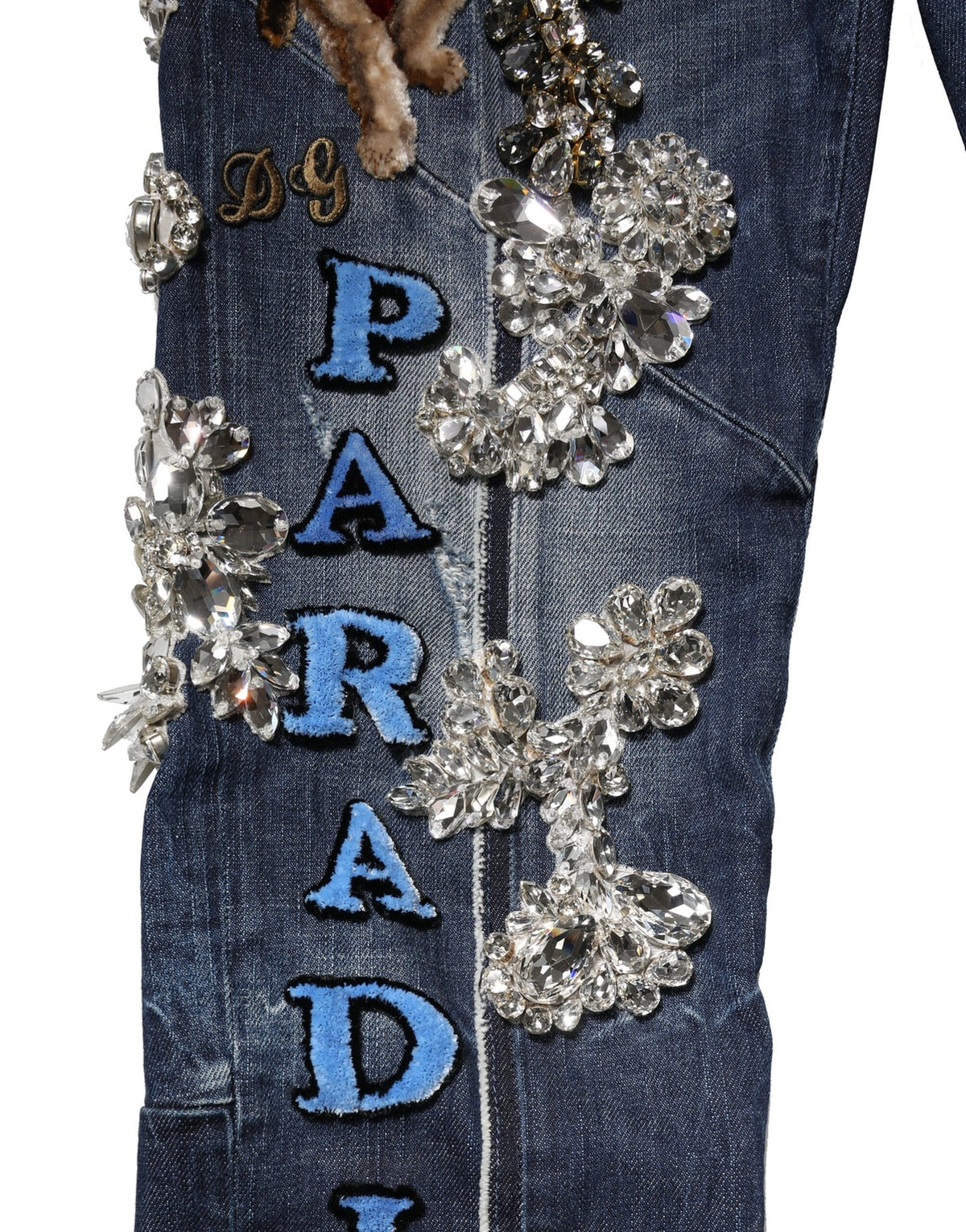 Jeans en jean bleu en coton Dolce &amp; Gabbana ornés de strass