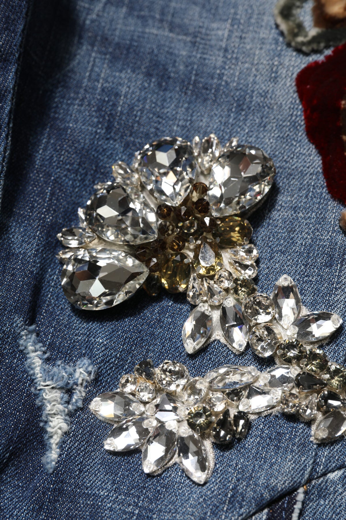 Jeans en jean bleu en coton Dolce &amp; Gabbana ornés de strass