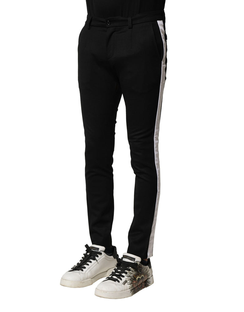 Pantalon slim noir en laine pour homme Dolce &amp; Gabbana, taille mi-hauteur