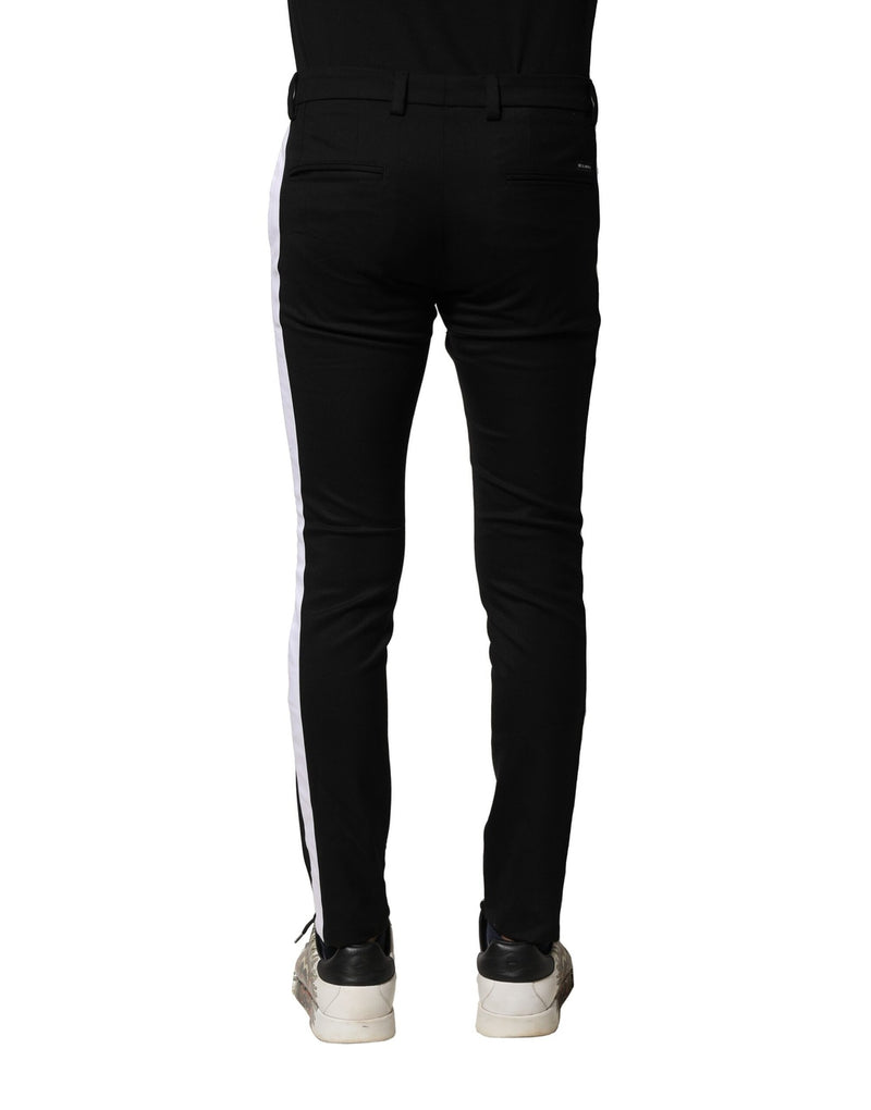 Pantalon slim noir en laine pour homme Dolce &amp; Gabbana, taille mi-hauteur