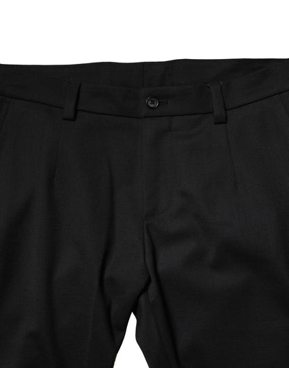 Dolce & Gabbana Black Wool Men Skinny Mid Waist Pants