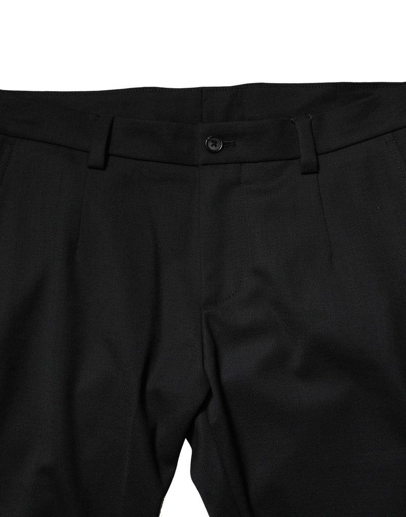 Pantalon slim noir en laine pour homme Dolce &amp; Gabbana, taille mi-hauteur