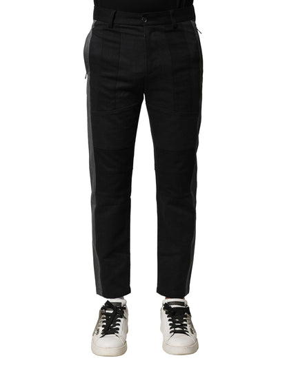 Pantalon homme Dolce &amp; Gabbana en coton noir et gris, coupe fuselée.