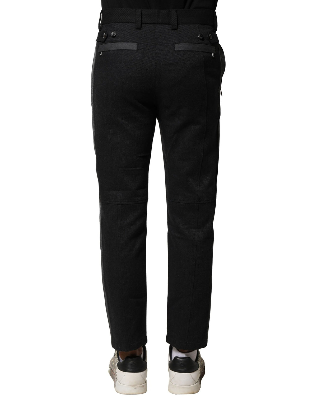 Pantalon homme Dolce &amp; Gabbana en coton noir et gris, coupe fuselée.
