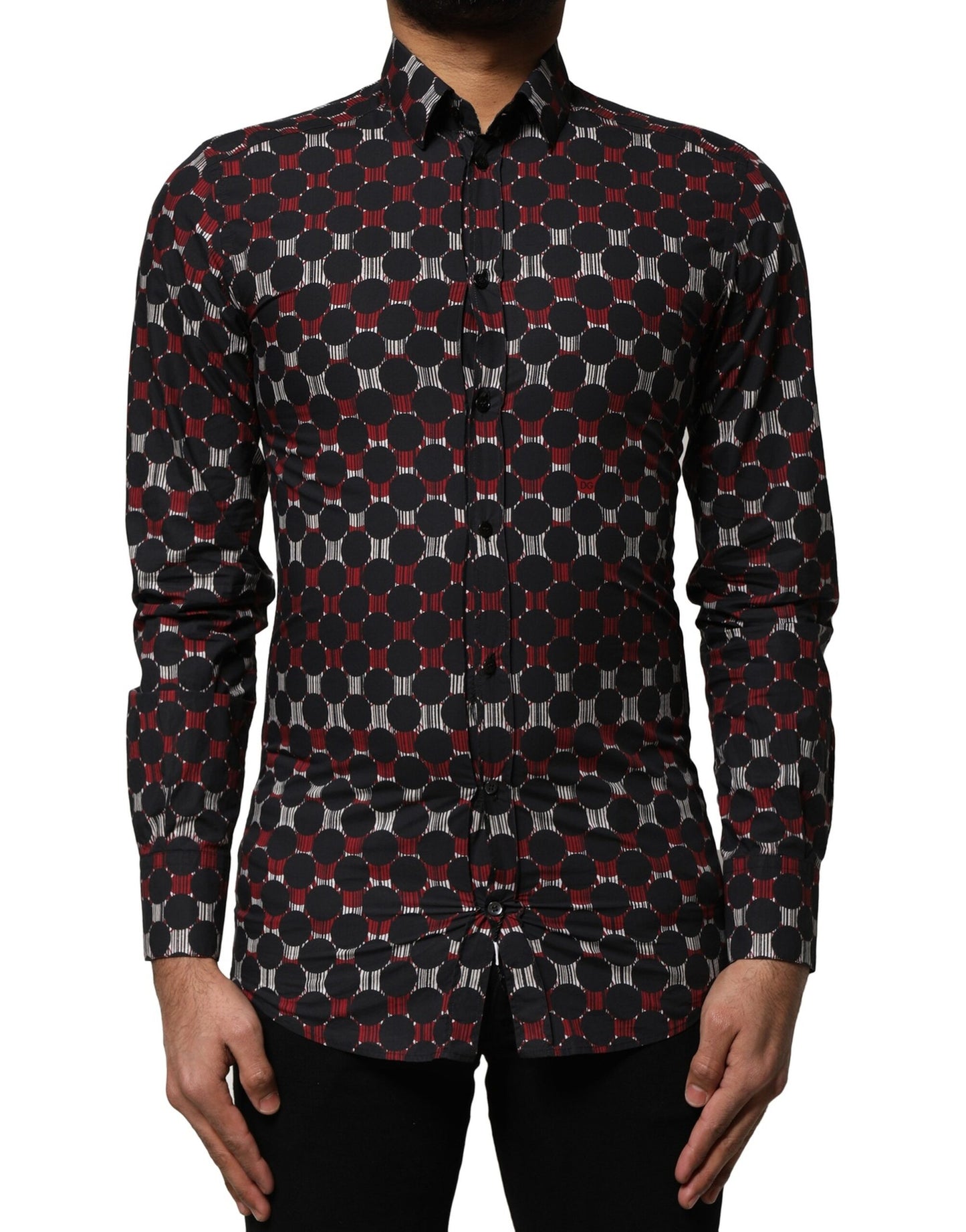 Chemise à manches longues dorée en coton multicolore de Dolce &amp; Gabbana