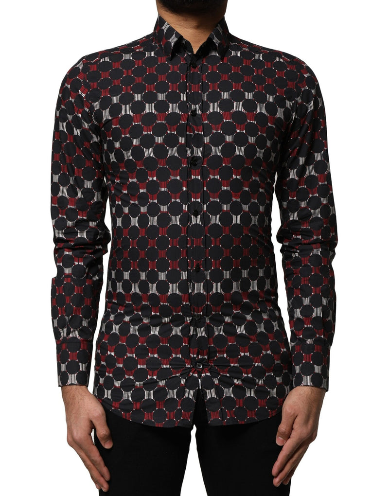 Chemise à manches longues dorée en coton multicolore de Dolce &amp; Gabbana