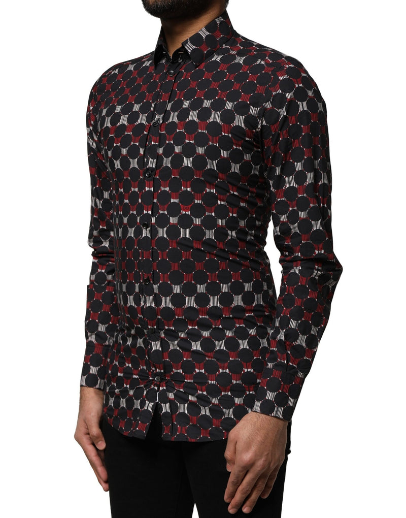Chemise à manches longues dorée en coton multicolore de Dolce &amp; Gabbana
