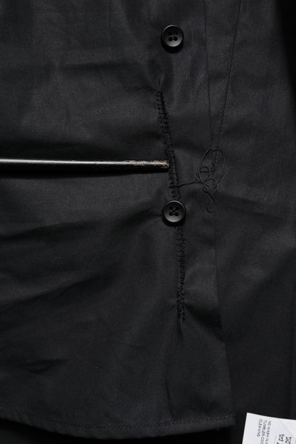 Dolce & Gabbana zwart katoenen overhemd met gouden details en lange mouwen