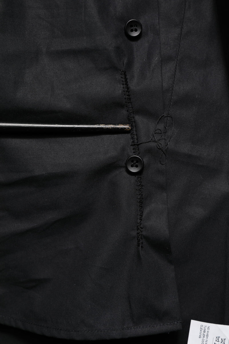 Chemise robe à manches longues en coton noir avec détail doré de Dolce &amp; Gabbana