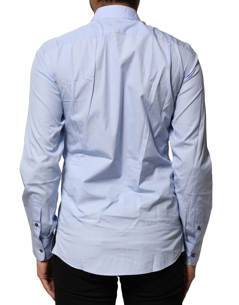 Chemise de ville à manches longues en coton bleu clair de Dolce &amp; Gabbana