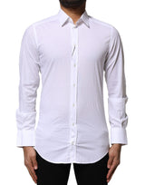 Chemise blanche en coton à manches longues, dorée, Dolce &amp; Gabbana.