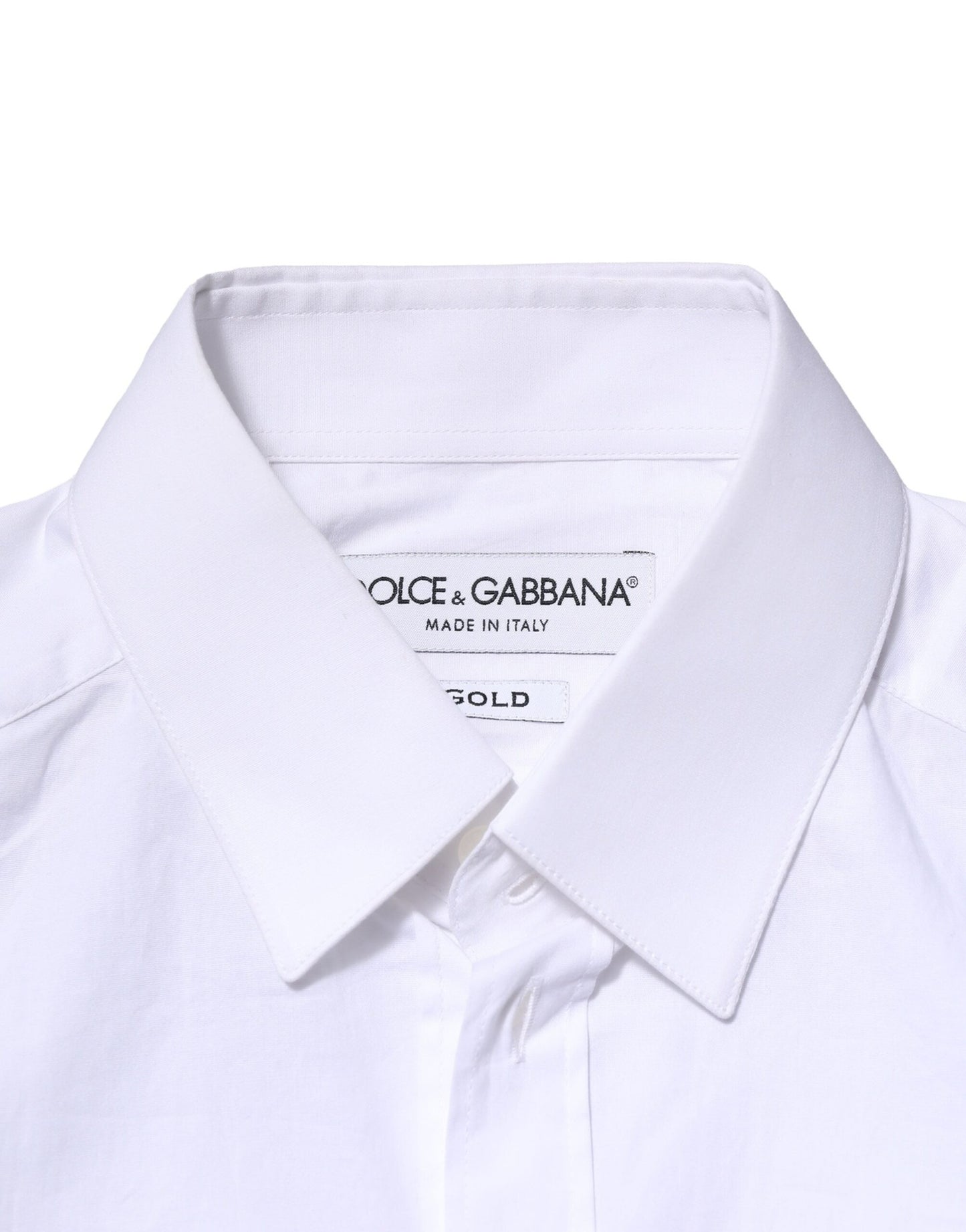 Dolce & Gabbana wit katoenen overhemd met gouden details en lange mouwen
